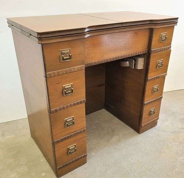 Wood Sewing Machine Cabinet - Clix Auctions LLC