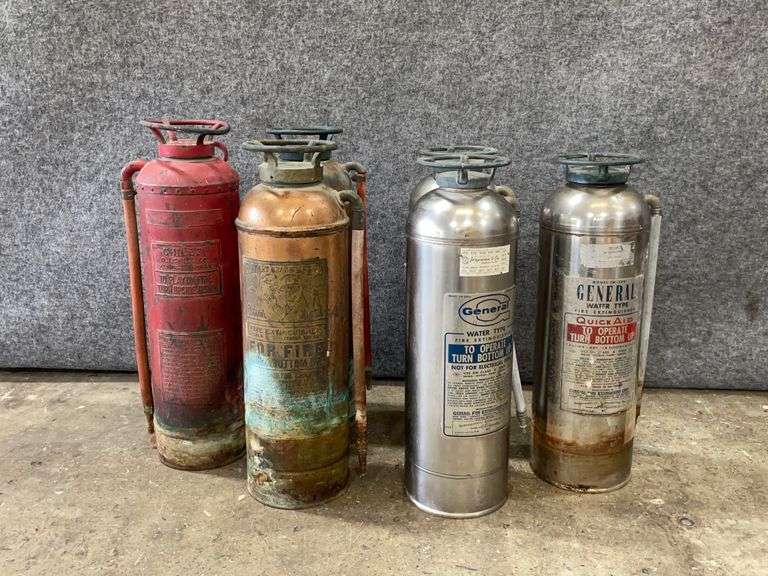 6 Old Empty Fire Extinguishers 777 Auction Company
