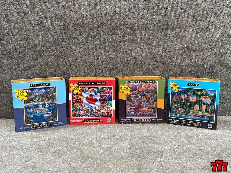 4 Dowdle Puzzles Lake Tahoe, Animals Of Canada, Mount Rushmore & Banff