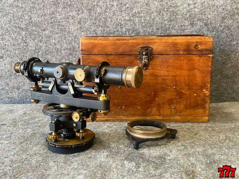 Charles Bruning Co Surverying Transit With Case 777 Auction Company