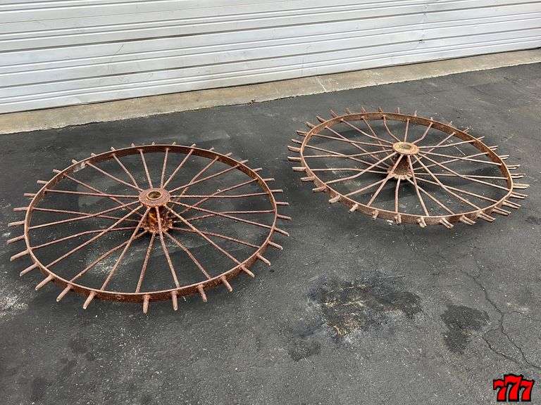 (2) 48 inch Antique Spoke Wheels - 777 Auction Company