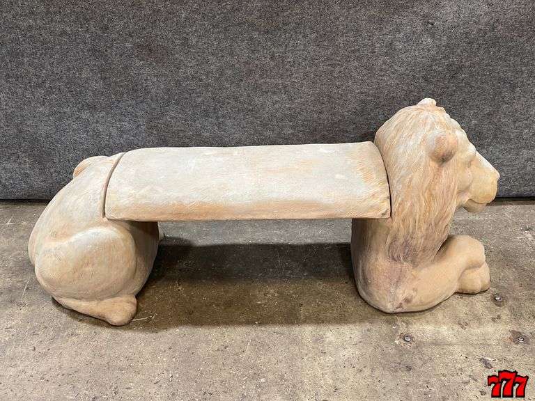 3 Piece Concrete Lion Bench 777 Auction Company