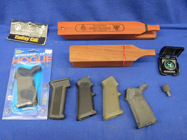 Two turkey box calls, pistol grips AAA Auction and Realty