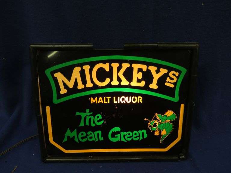 Mickey's Malt Liquor lighted sign works. AAA Auction and Realty