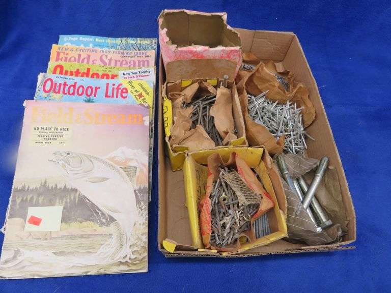 Old Outdoor Life and Field and Stream magazines from 1954 to 1969 and