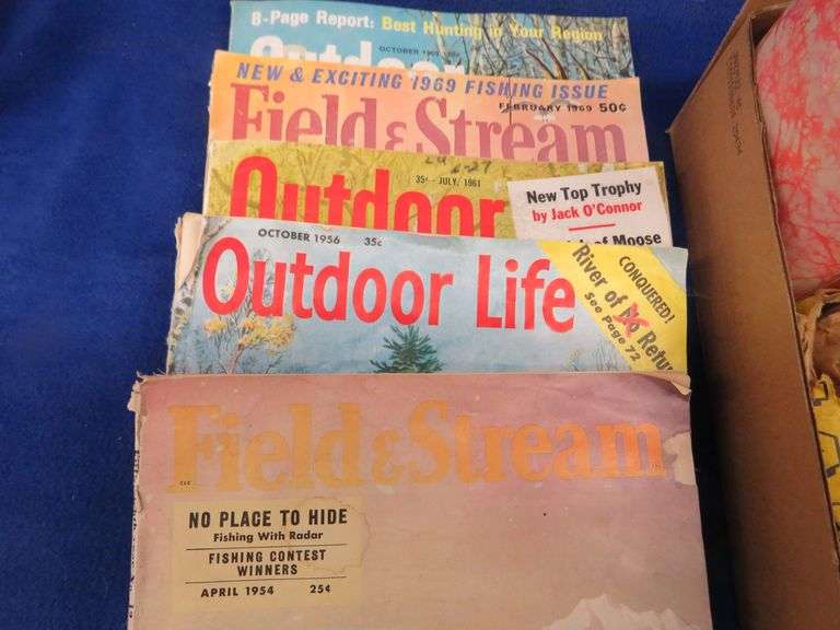 Old Outdoor Life and Field and Stream magazines from 1954 to 1969 and