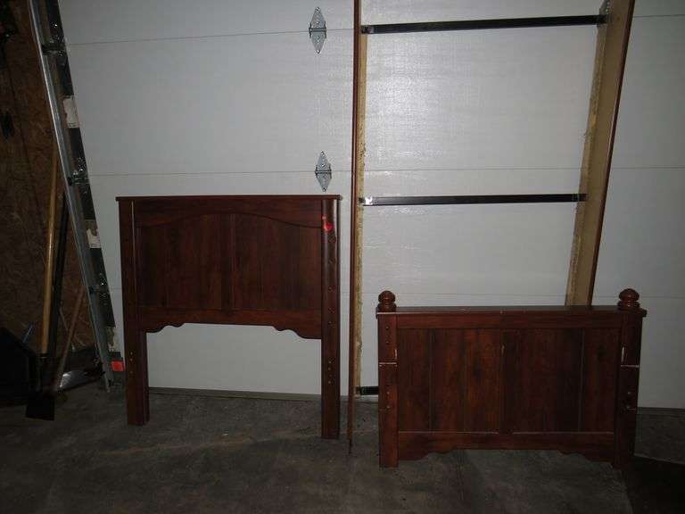 Ashley Furniture single bed frame, headboard and footboard with walnut