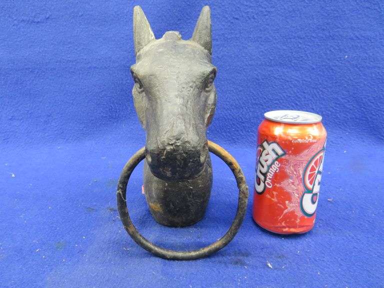 Old cast iron horse head hitching post topper appears to be original AAA Auction and Realty