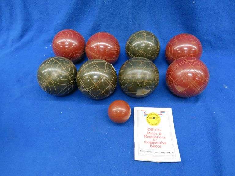 A real deal set of bocce balls. Made in Italy. AAA Auction and Realty
