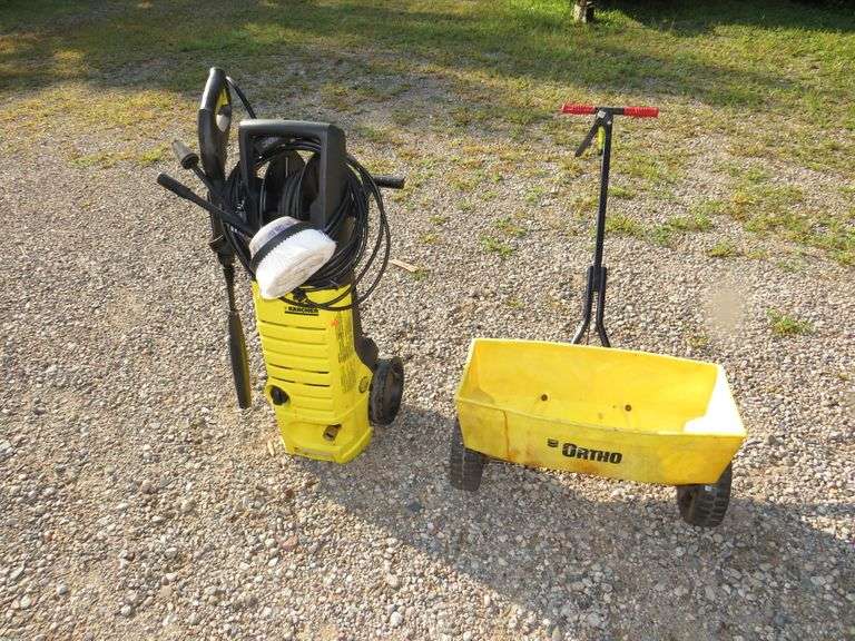 Karcher electric pressure washer (untested) and an Ortho drop spreader
