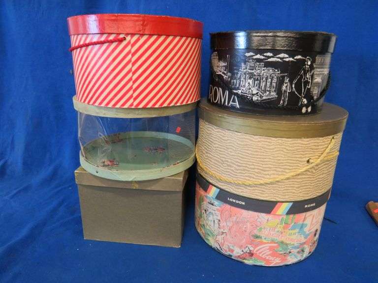 Six vintage empty hat boxes AAA Auction and Realty