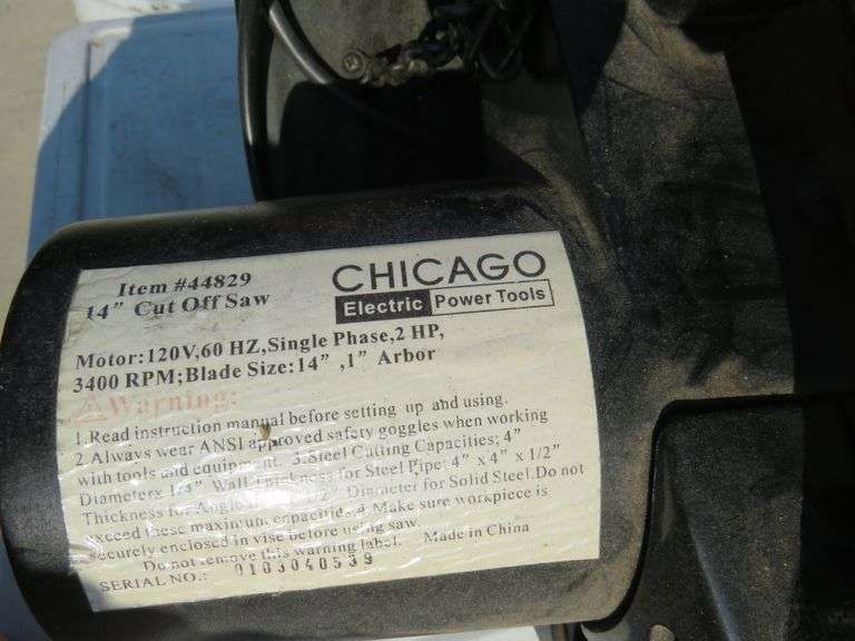 Chicago 14" chop saw - AAA Auction and Realty