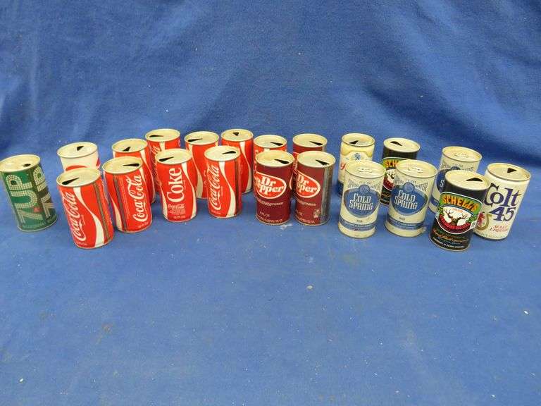 Vintage empty pop and beer cans AAA Auction and Realty