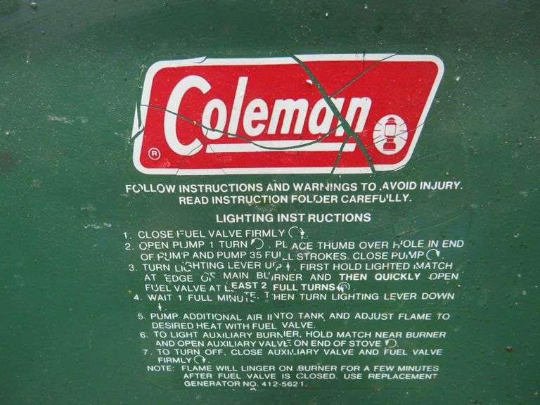 Coleman 2burner camp stove AAA Auction and Realty