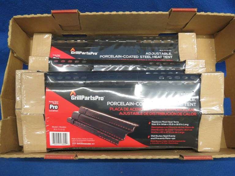 Four porcelaincoated steel heat tents for gas grills AAA Auction and