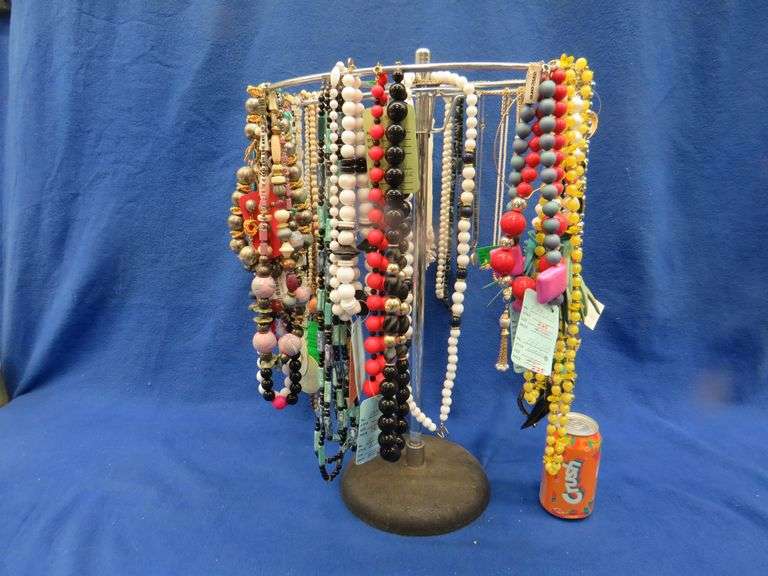 22" tall spinning jewelry display rack with over 50 necklaces AAA