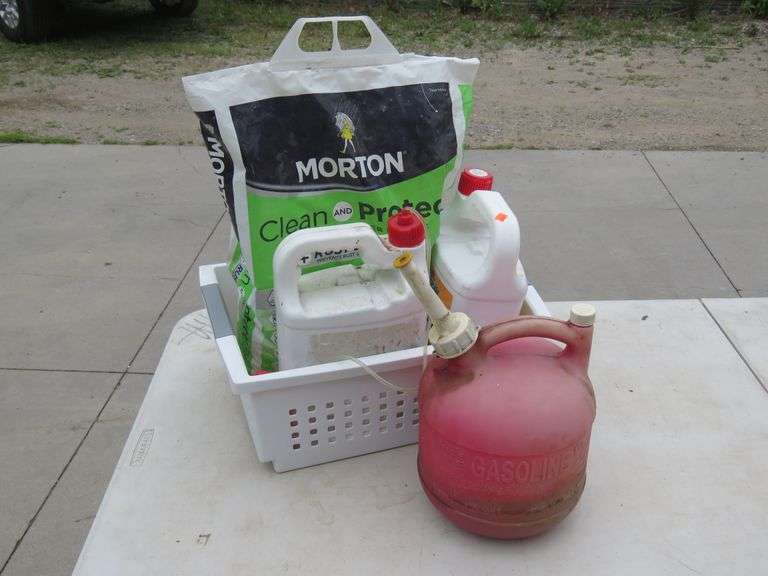 Weed killer, gas can, and softener salt AAA Auction and Realty