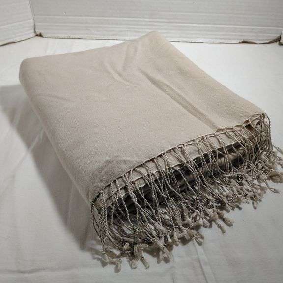 Pashmina & silk scarf made in Nepal, 37" x 90", needs cleaning, spots