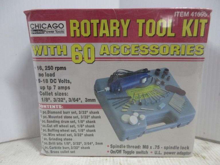 60Piece Chicago Rotary Tool Kit Albrecht Auction Service