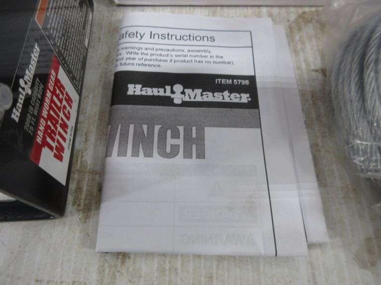 Worm Gear Hand Winch, 2,000 lb. Capacity, 25' Wire Rope, Haul Master