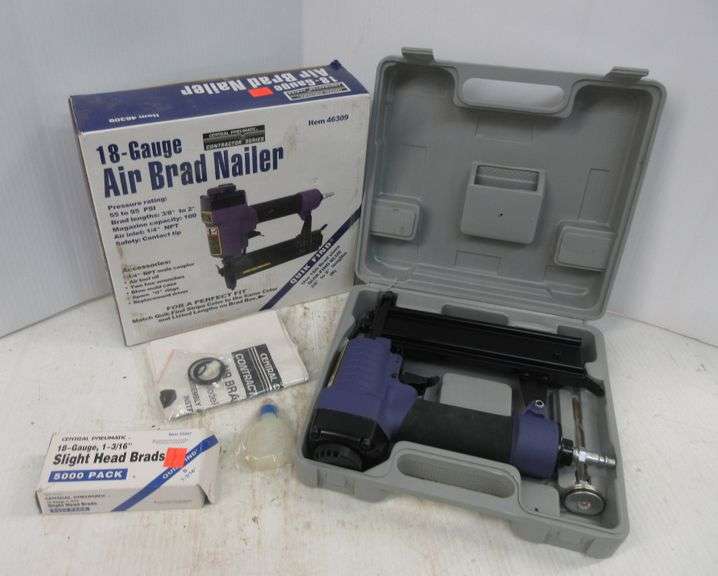 18Gauge Central Pneumatic Air Brad Nailer with Pack of 18Gauge 1 3/16