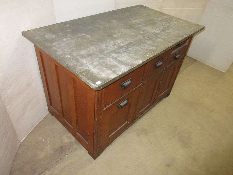 Antique Wood Kitchen with a Zinc Top Albrecht Auction Service