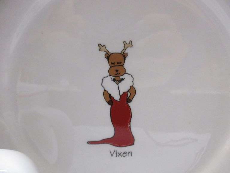 (8) Reindeer Appetizer Plates and (7) Cups Albrecht Auction Service