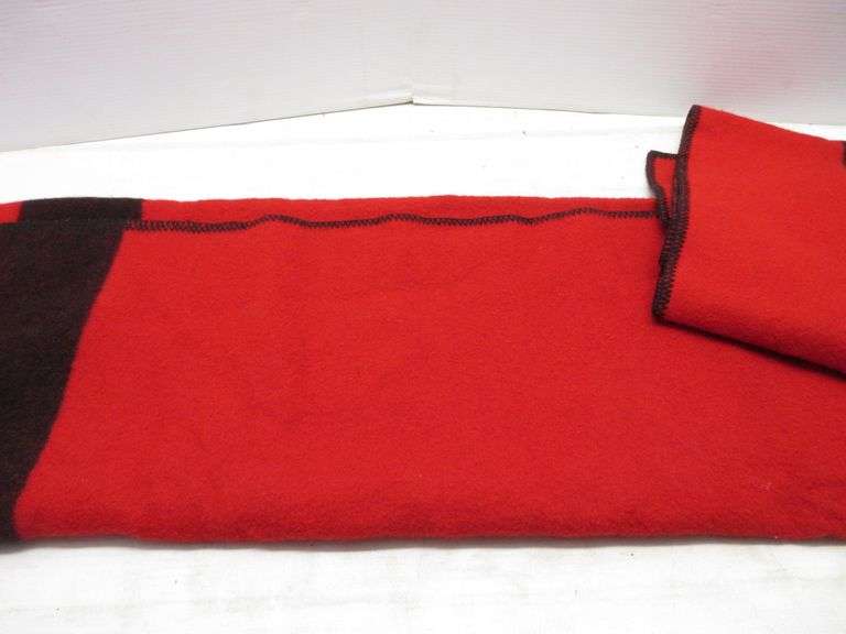 Red Wool Blanket with Black Stripes Albrecht Auction Service