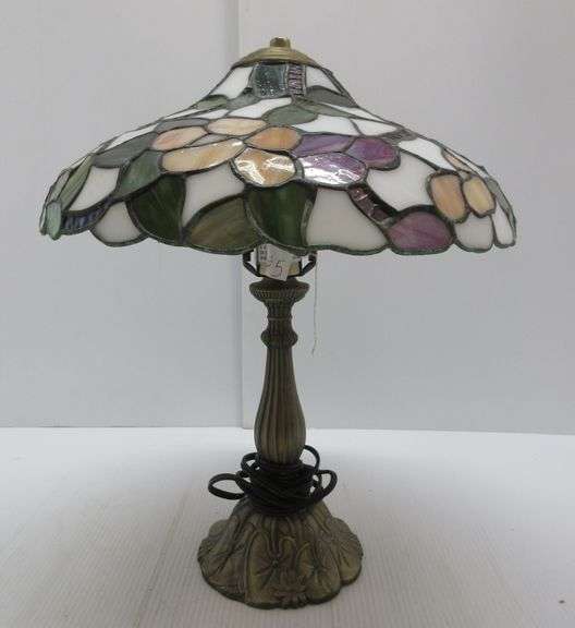 Older Stained Glass Touch Lamp Base Albrecht Auction Service