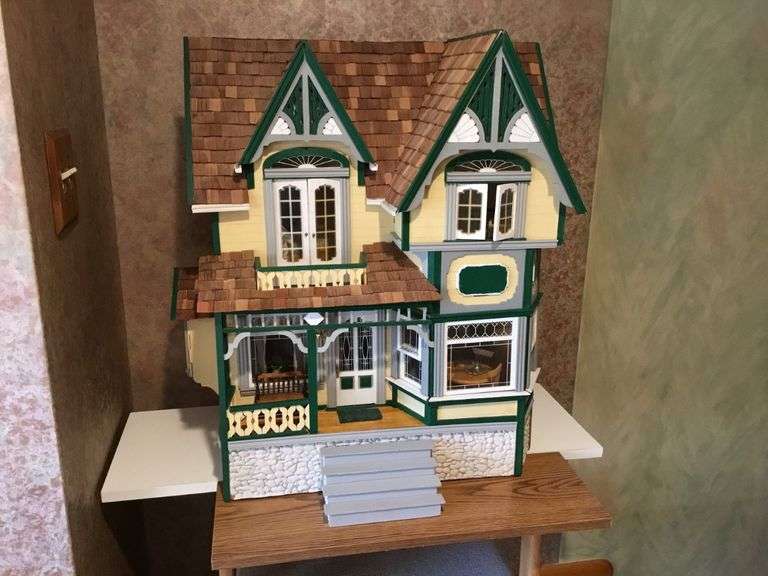 Preassembled Linfield Yellow Dollhouse, Includes (60) Furnishings, From Frankenmuth, MI, Some