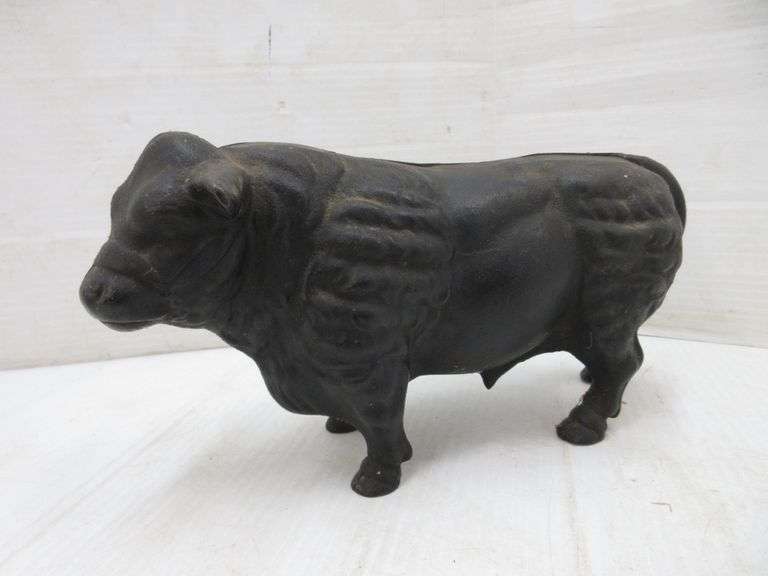 Cast Iron Bull Bank/Door Stop, Very Heavy Albrecht Auction Service