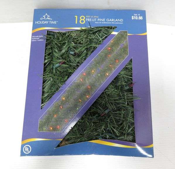 PreLit Pine Garland with (100) MultiLights Albrecht Auction Service