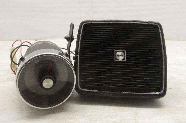 Old Sanyo Radio and Speaker Set from Harley Davidson Motorcycle, Sanyo
