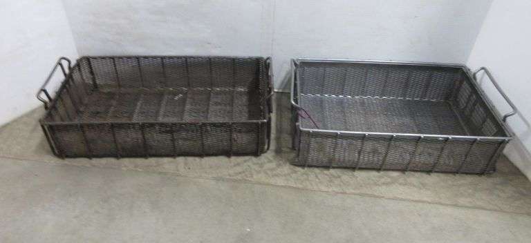 (2) Heavy Duty Expanded Metal Shop Baskets - Albrecht Auction Service