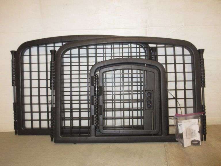 FourPanel Plastic Pet Pen with Door, Makes a Square, Black in Color