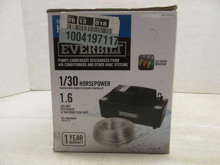 Everbilt Condensate Removal HVAC Pump, 1/30 HP, 1.6Gallons per Minute