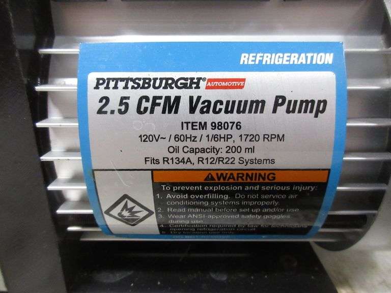 Pittsburgh Refrigeration Vacuum Pump, 2.5 CFM Albrecht Auction Service