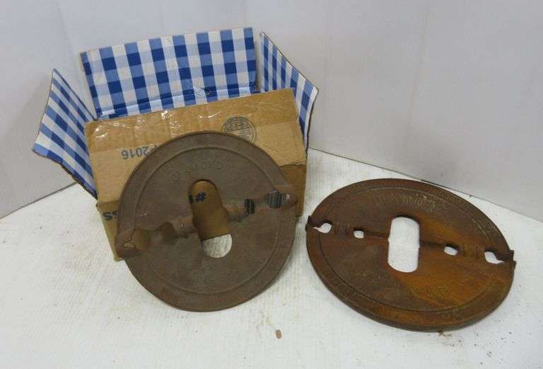 Stove Pipe Dampers, 10" and 12"; (2) Wood Stove Burner Covers
