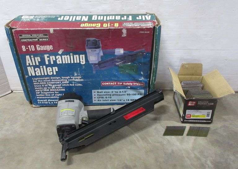 Central Pneumatic Contractor Series Air Framing Nailer with an Extra