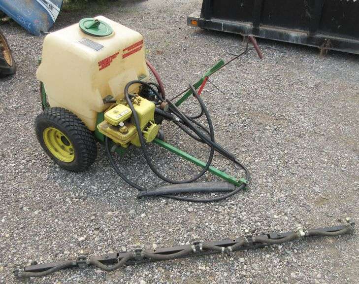 John Deere 5b Pull Behind Sprayer, Has Back Sprayer Bar Albrecht
