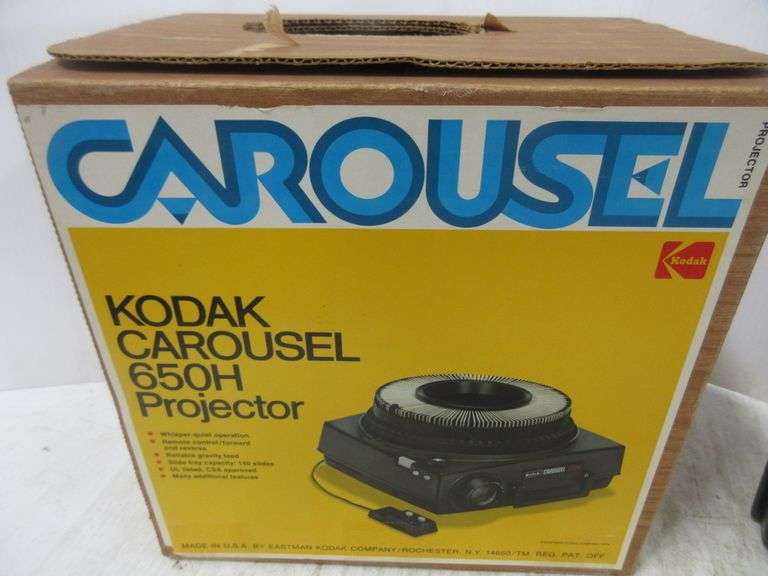 Kodak 650H 35mm Slide Projector, Power Cord, and Remote Control Stored