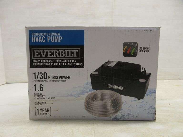 Everbilt Condensate Removal HVAC Pump, 1/30 HP, 1.6Gallons per Minute