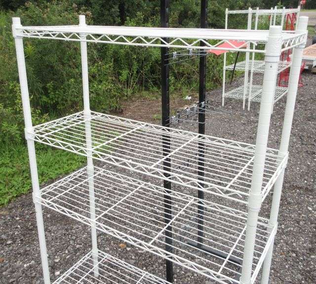White Metal Shelving Unit, and Black Display Rack Albrecht Auction