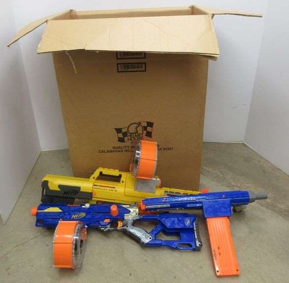 (3) Nerf Guns with Barrell Clips; Electric Nerf Gun with Barrell Clips