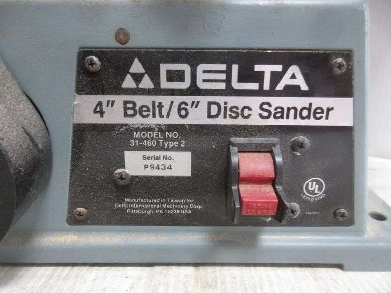 Delta 4" Belt/ 6" Disc Sander with (4) Extra Belts Albrecht Auction