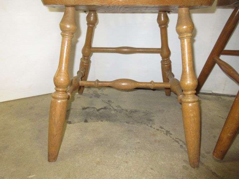 (4) Arrow Back Oak Chairs 3 Marked "Dinaire Buffalo, NY"; 1 Marked