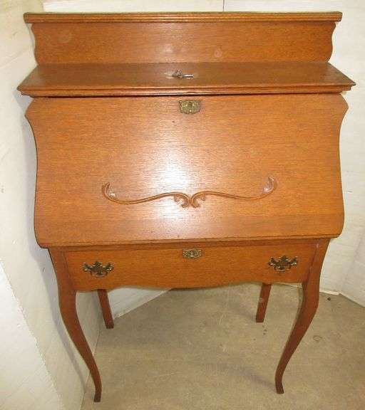 Antique Oak Secretary Desk with Keys Albrecht Auction Service