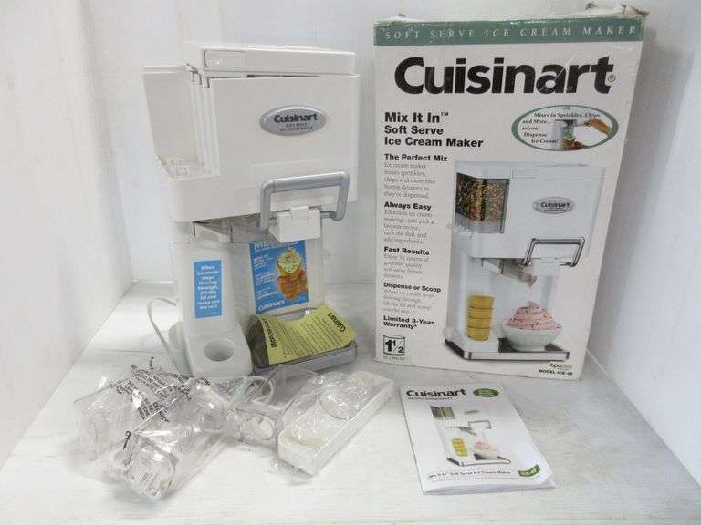 Cuisinart Soft Serve Ice Cream Maker with Instruction Manual, Cone
