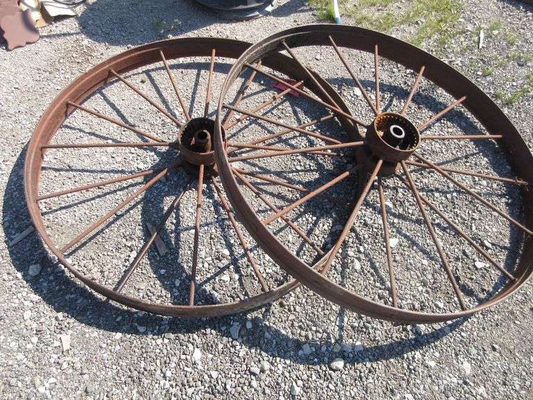 (2) Antique Steel Tractor Wheels Albrecht Auction Service