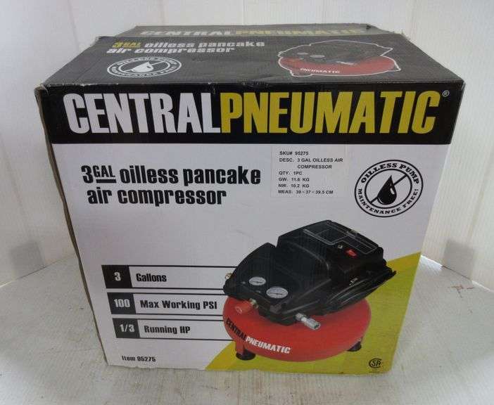 Central Pneumatic ThreeGallon Oilless Pancake Air Compressor, 1/3 HP